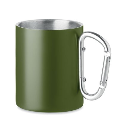 Taza Inox. Doble Pared y Asa Mosquetón VERDE OSCURO
