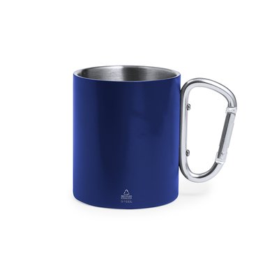 Taza Mate Doble Pared Asa Mosquetón 300ml Azul