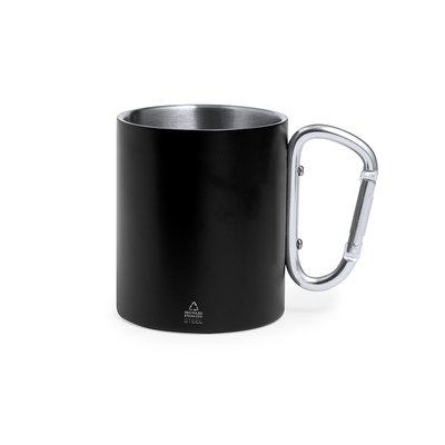 Taza Mate Doble Pared Asa Mosquetón 300ml Neg