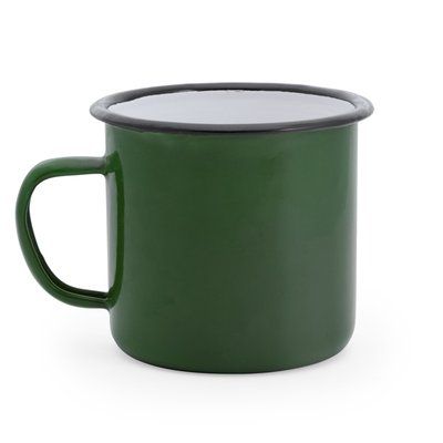 Taza metálica 380ml Verde Botella/Blanca