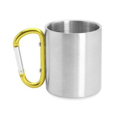 Taza metálica doble pared con mosquetón Amarillo