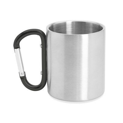 Taza metálica doble pared con mosquetón Negro