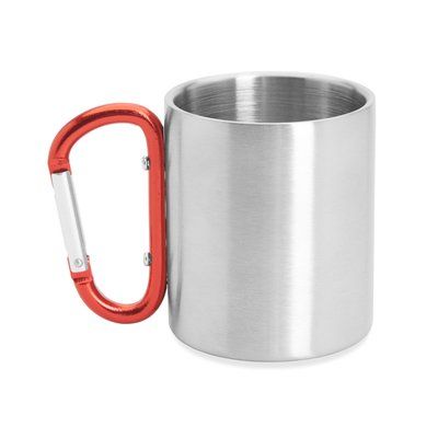 Taza metálica doble pared con mosquetón Rojo