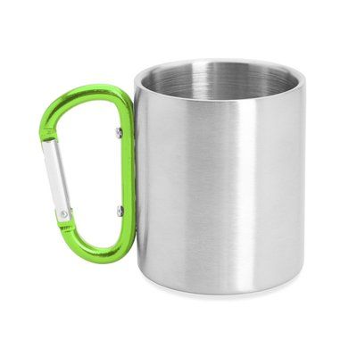 Taza metálica doble pared con mosquetón Verde Helecho