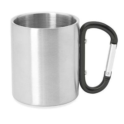Taza metálica doble pared con mosquetón