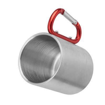 Taza metálica doble pared con mosquetón