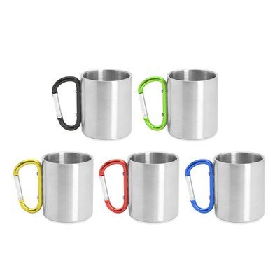 Taza metálica doble pared con mosquetón