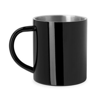 Taza metálica personalizada de doble pared Negro Talla Única Adulto