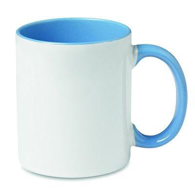 Taza mug bicolor de 300 ml. impresa a todo color en 360º Azul