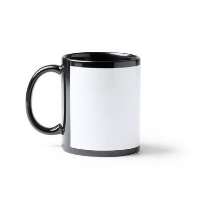 Taza negra cerámica con espacio sublimable
