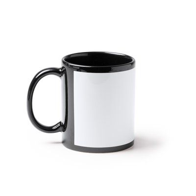 Taza negra cerámica con espacio sublimable
