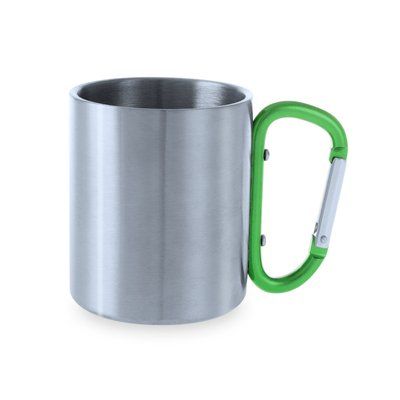 Taza personalizable agarre mosquetón de acero inoxidable Ver