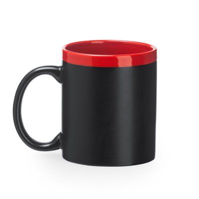 Taza pizarra con tiza y borde lacado Rojo Talla Única Adulto