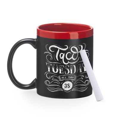 Taza pizarra con tiza y borde lacado