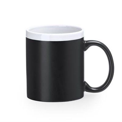 Taza pizarra con tiza y borde lacado