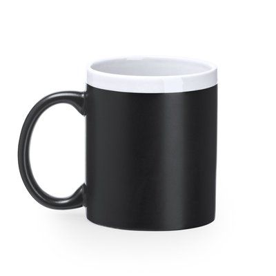 Taza pizarra con tiza y borde lacado