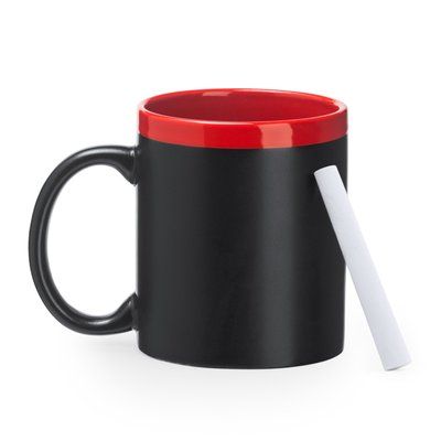 Taza pizarra con tiza y borde lacado
