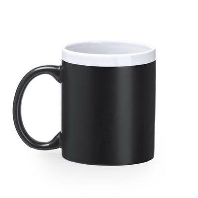Taza pizarra con tiza y borde lacado