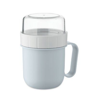 Taza portátil con tapa y doble recipiente Azul Bebé