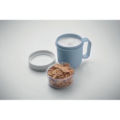Taza portátil con tapa y doble recipiente