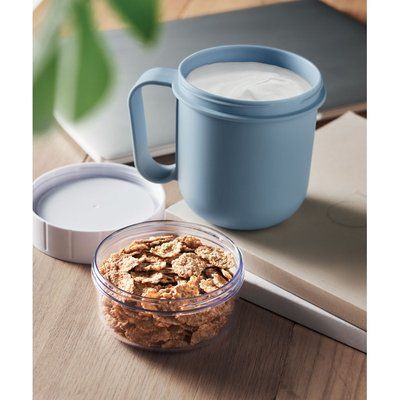 Taza portátil con tapa y doble recipiente