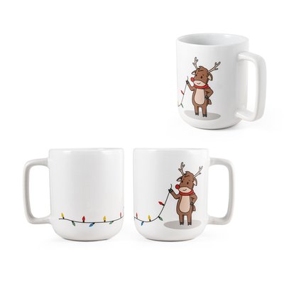Taza con reno navideño