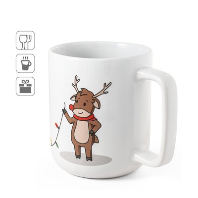 Taza con reno navideño