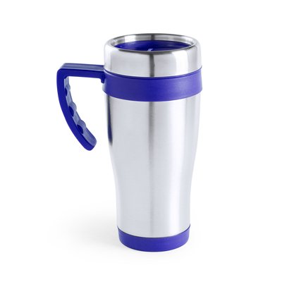 Taza térmica 450ml de acero inox. con asa Azul