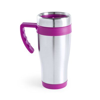 Taza térmica 450ml de acero inox. con asa Fucsi