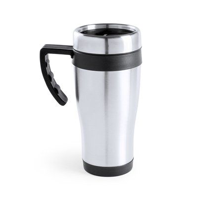 Taza térmica 450ml de acero inox. con asa Neg