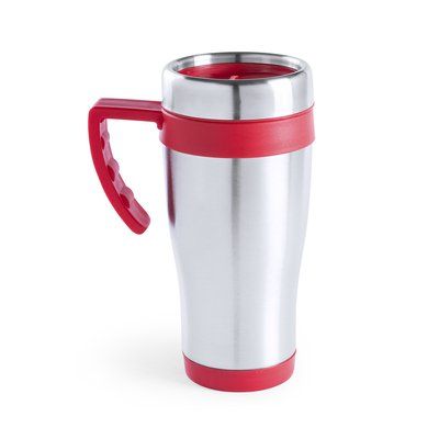 Taza térmica 450ml de acero inox. con asa Roj