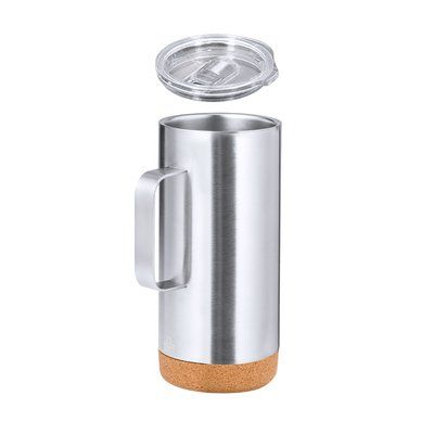 Taza Térmica de Acero Inox con Base de Corcho