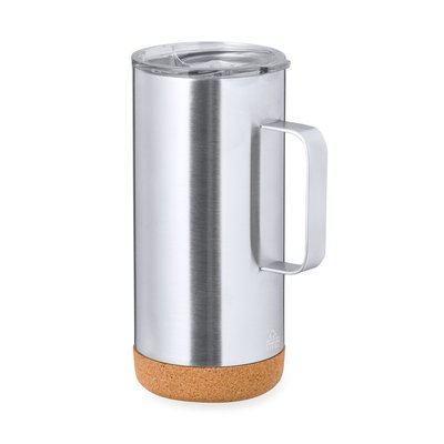 Taza Térmica de Acero Inox con Base de Corcho