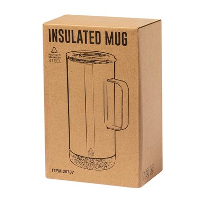 Taza Térmica de Acero Inox con Base de Corcho
