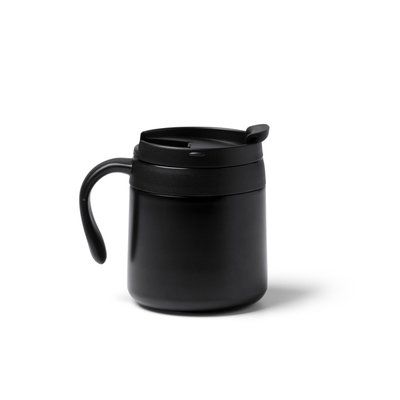 Taza térmica de acero con tapa y asa ergonómica Negro