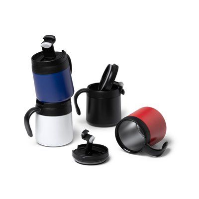 Taza térmica de acero con tapa y asa ergonómica