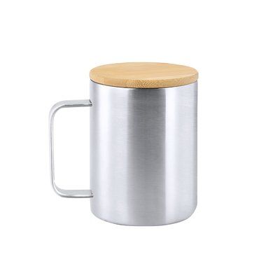 Taza Térmica Inox. con tapa Bambú