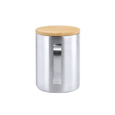 Taza Térmica Inox. con tapa Bambú