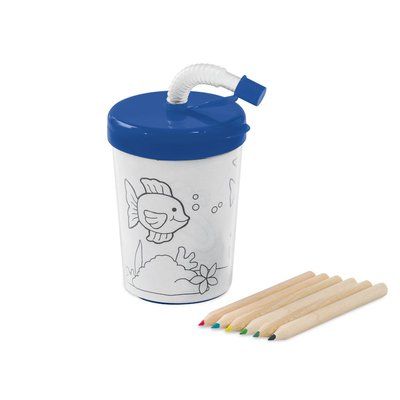 Taza de viaje 200mL con set para colorear Azul