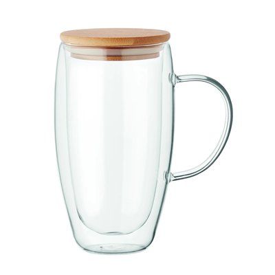 Taza de vidrio de doble pared 450ml Transparente