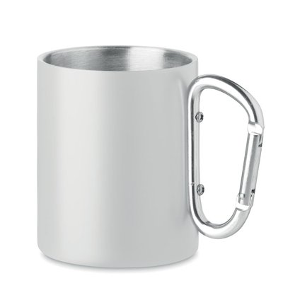 Taza Vintage Inox Doble Pared y asa Mosquetón Blanco