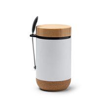 Termo de acero inoxidable con tapa de bambú Blanco Talla Única Adulto