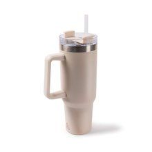 Termo grande 1.18 L con asa y pajita Beige