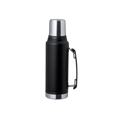 Termo de acero inox 1L con vaso y asa Neg