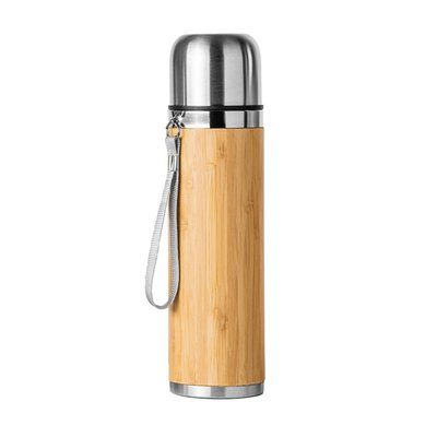 Termo bambú 420 ml con cinta para transporte