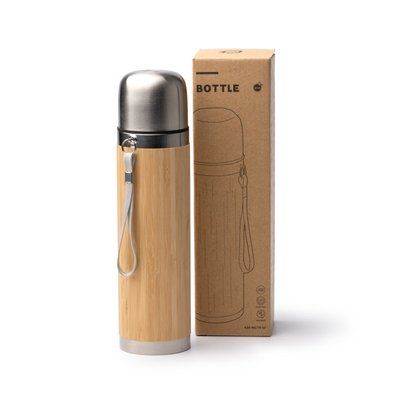 Termo bambú 420 ml con cinta para transporte