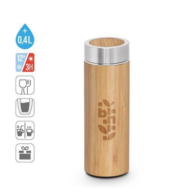Termo de bambú y acero inox 430 mL