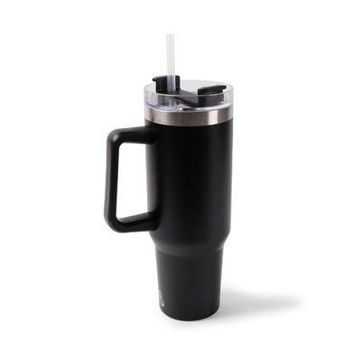 Termo grande 1.18 L con asa y pajita Negro