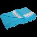 Toalla de baño algodón con flecos Turquoise / White