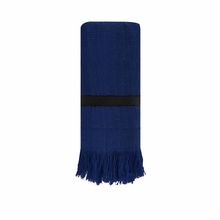 Toalla de algodón con flecos y cinta Azul